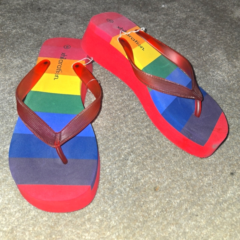 Rainbow Xhliaration Vintage Platform Sandals Womens Size 8